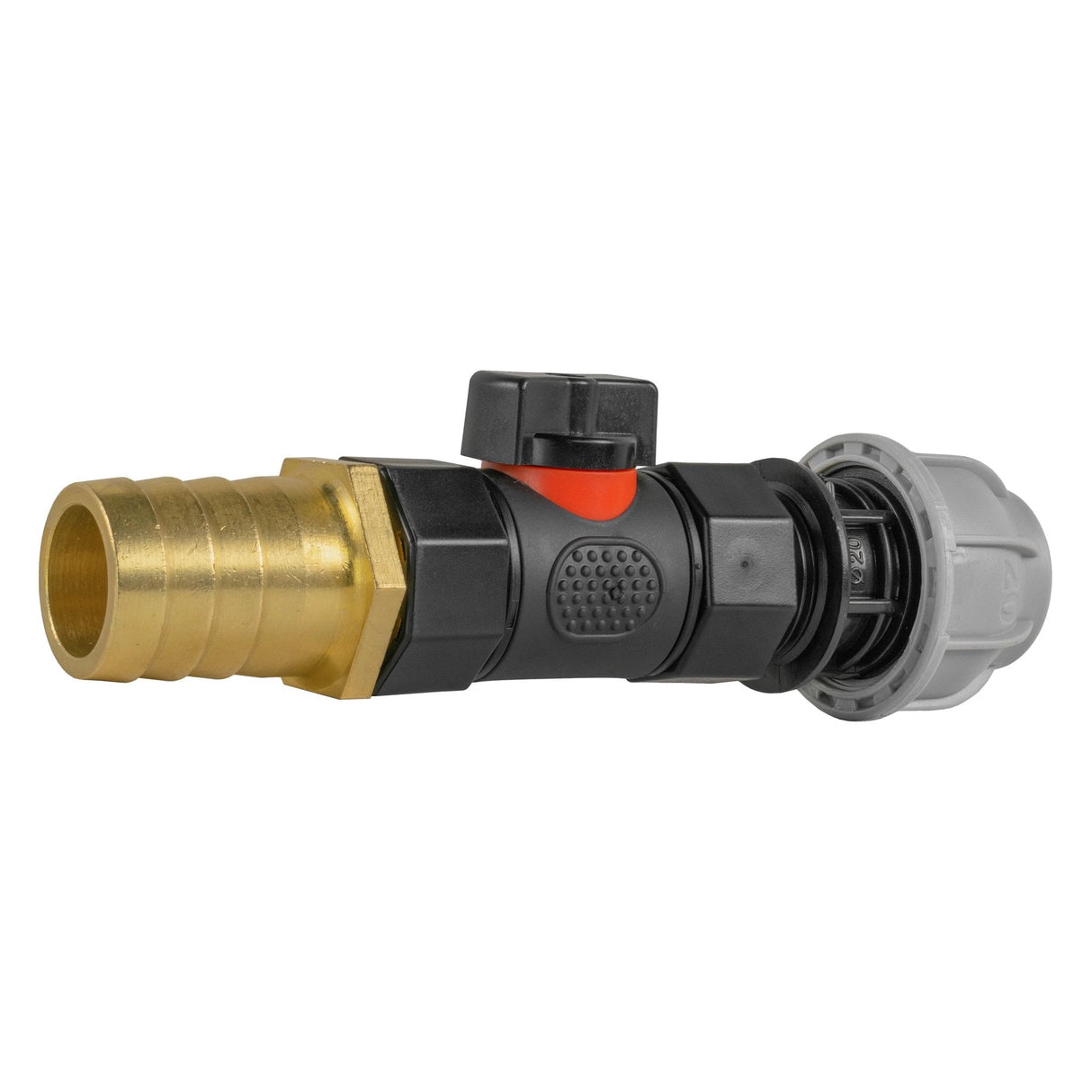 20mm MDPE Straight with In-Line BSPF Valve and 25mm Brass Barb - Armstrong Cheshire