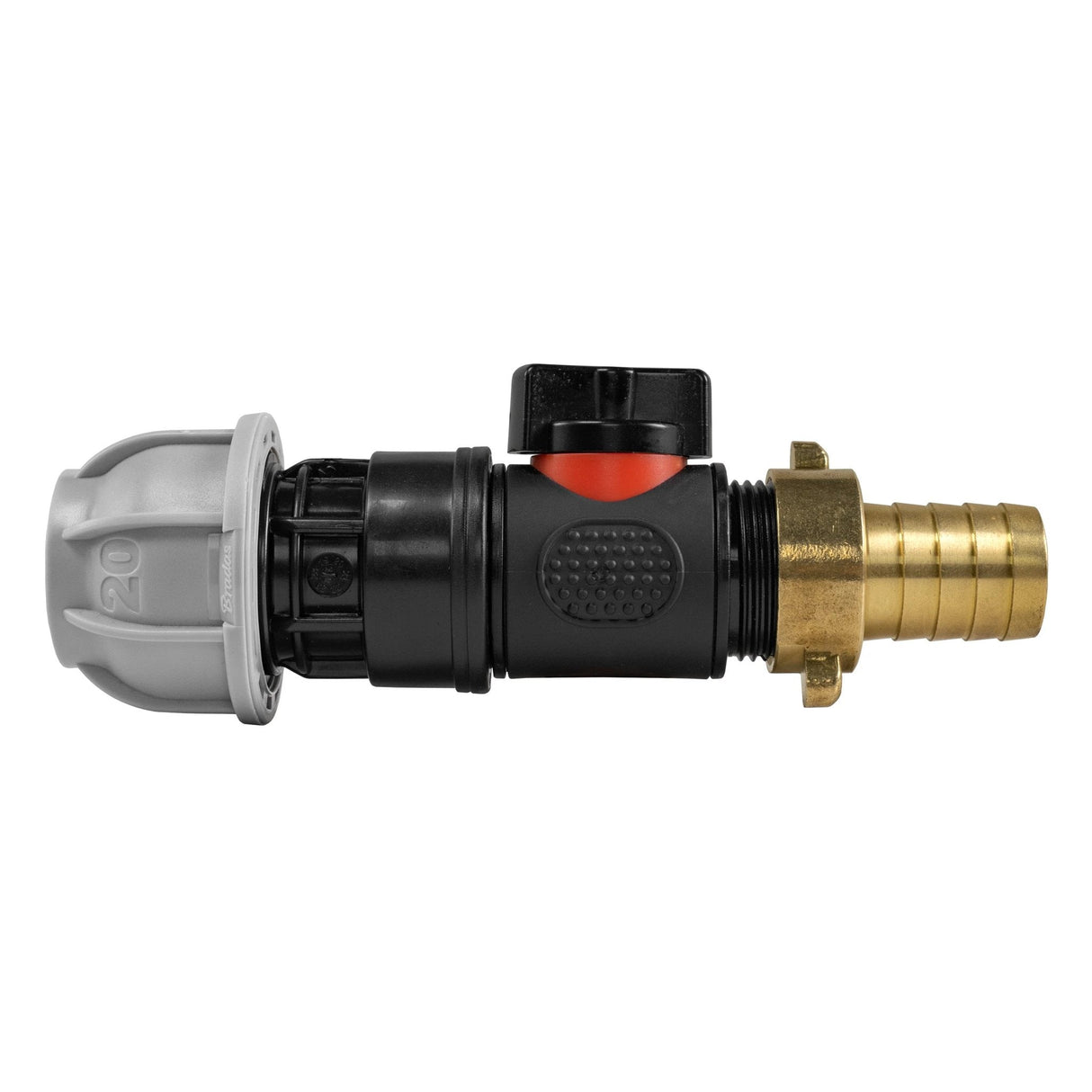 20mm MDPE Straight with In-Line BSPM Valve and 19mm Brass Barb - Armstrong Cheshire