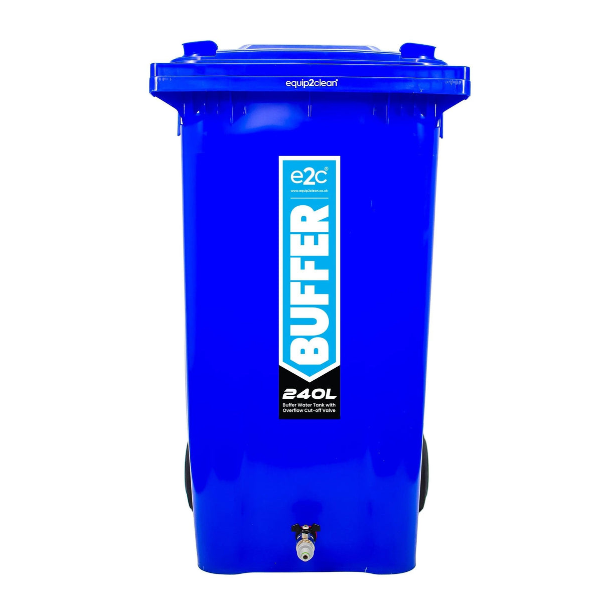 240 Litre Mobile Water Wheelie Bin Buffer Tank with Overflow Cut-off Float Valve - Armstrong Cheshire