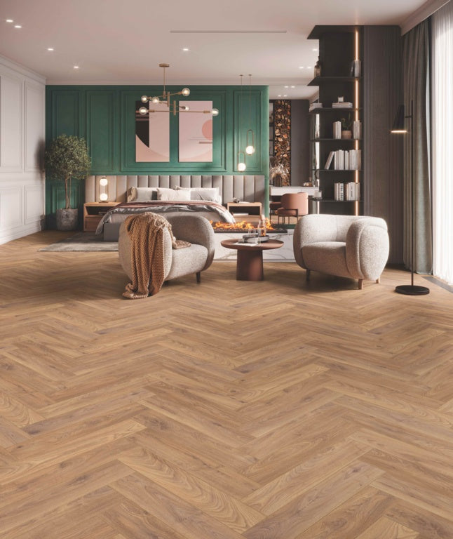 Kronospan Herringbone Firebrand Oak Laminate Flooring (0.87m2)