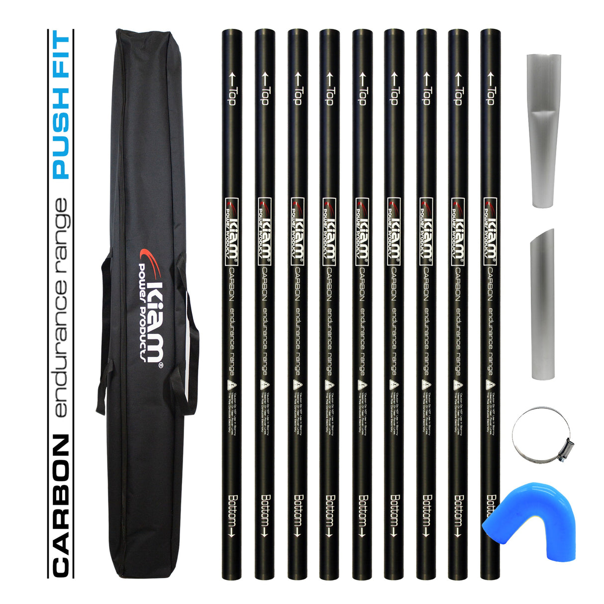 CARBON Fibre Endurance Range Push-fit Gutter Vacuum Pole Kit (51mm Diameter) 20ft-40ft Kits