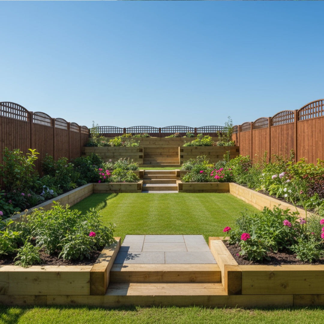 Green Treated Wooden Railway Sleeper used for Garden