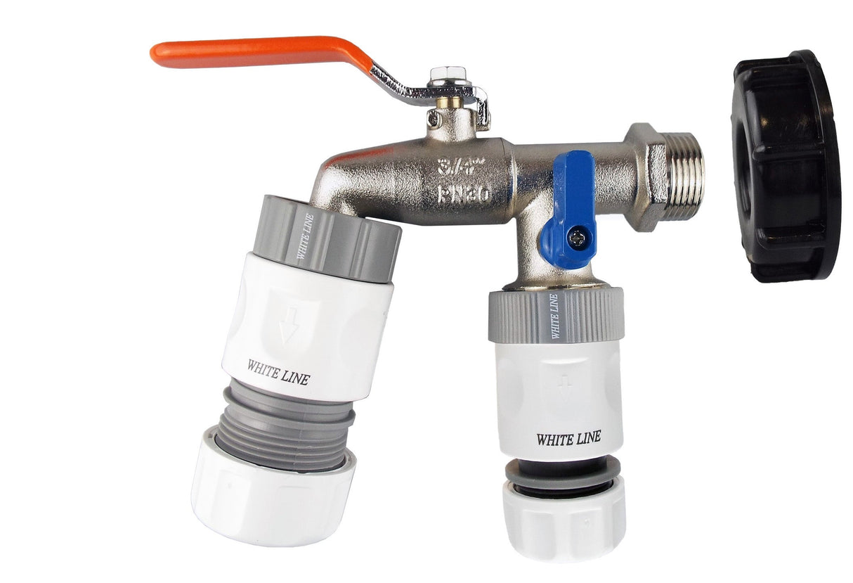 IBC 2” S60X6 Cap with Double Lever Tap, 1 x Max Flo Outlet and 1 x Standard Outlet