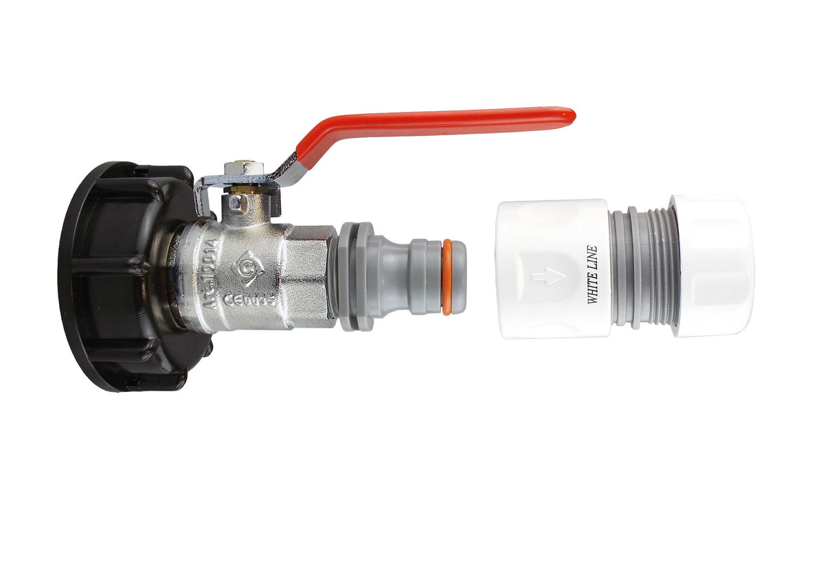 IBC 2” S60X6 Cap with ¾” BSP Lever Valve and Max Flo Hose Connectors Set