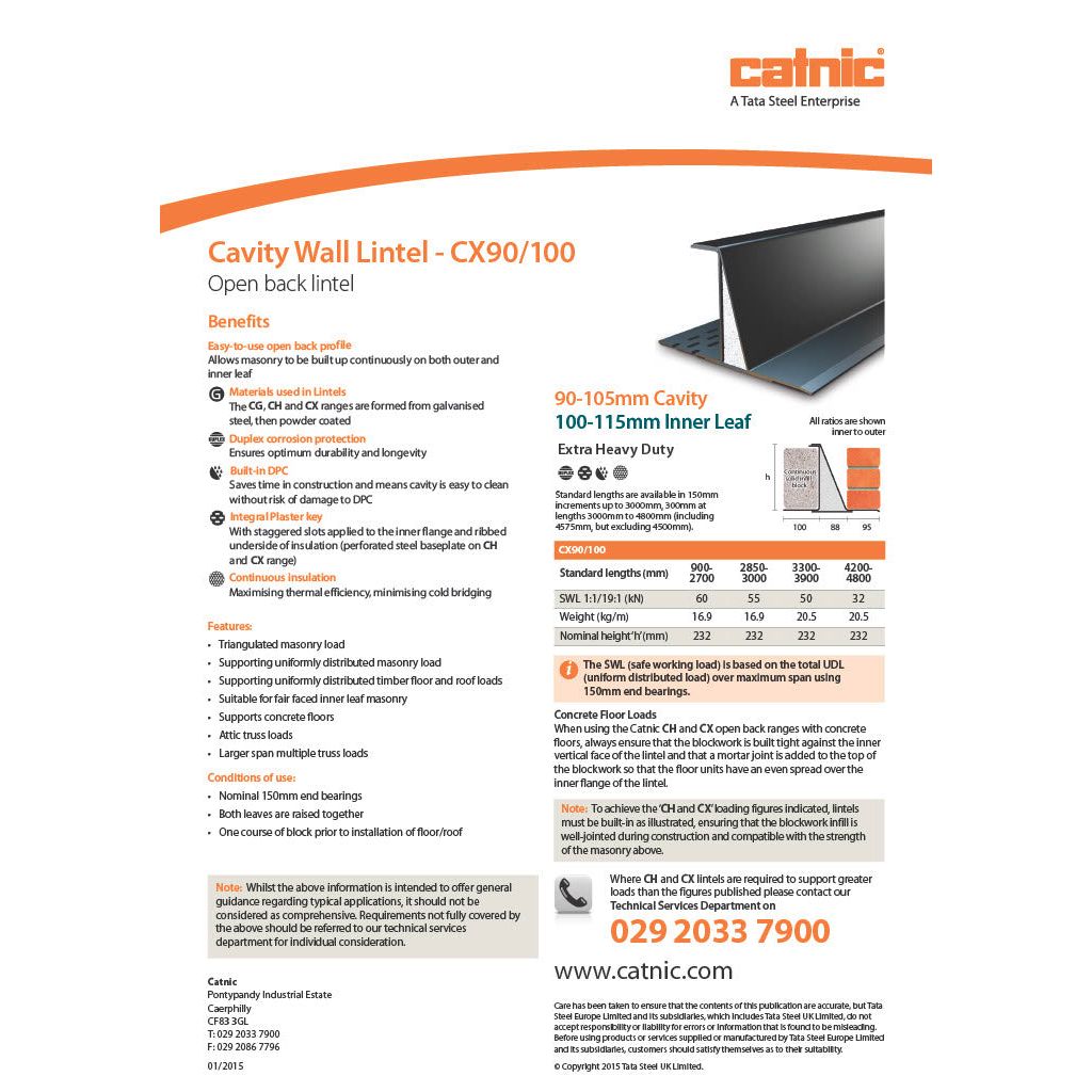 Catnic CX90/100 Steel Lintel 100mm Cavity Heavy Duty