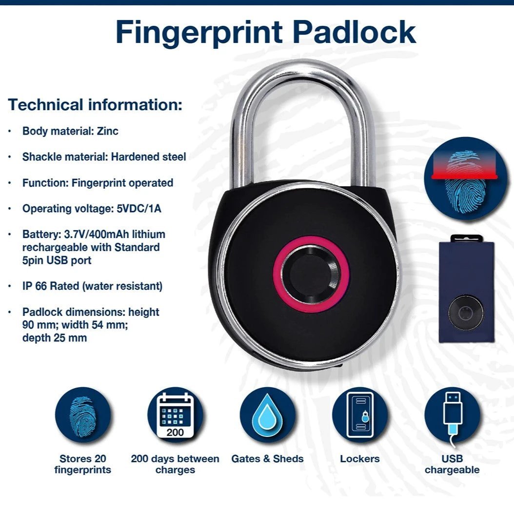 Akor FingerPrint Padlock - Armstrong Cheshire