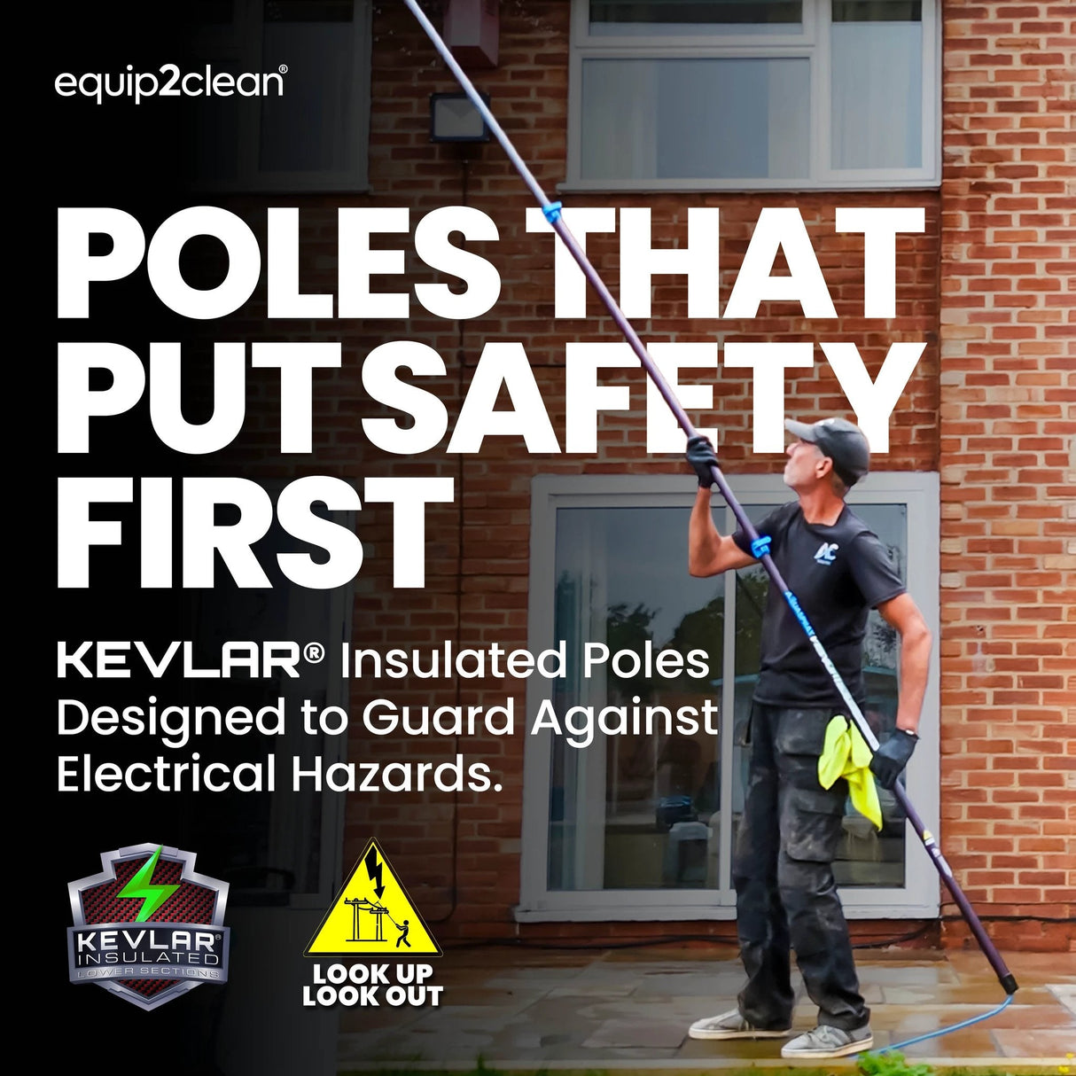 Aquaspray Venom 18ft Hybrid 50% Carbon, 50% Fiberglass Waterfed Window Cleaning Pole – 4 Sections - Armstrong Cheshire