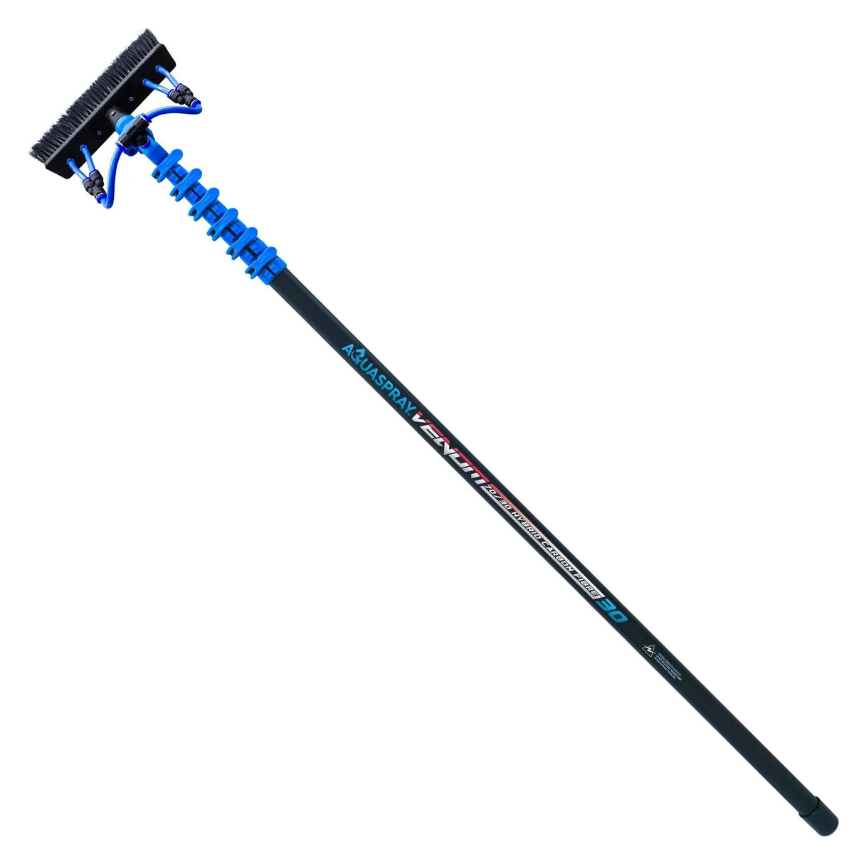 Aquaspray Venom 30ft Hybrid 70% Carbon, 30% Fiberglass Waterfed Window Cleaning Pole – 6 Sections - Armstrong Cheshire
