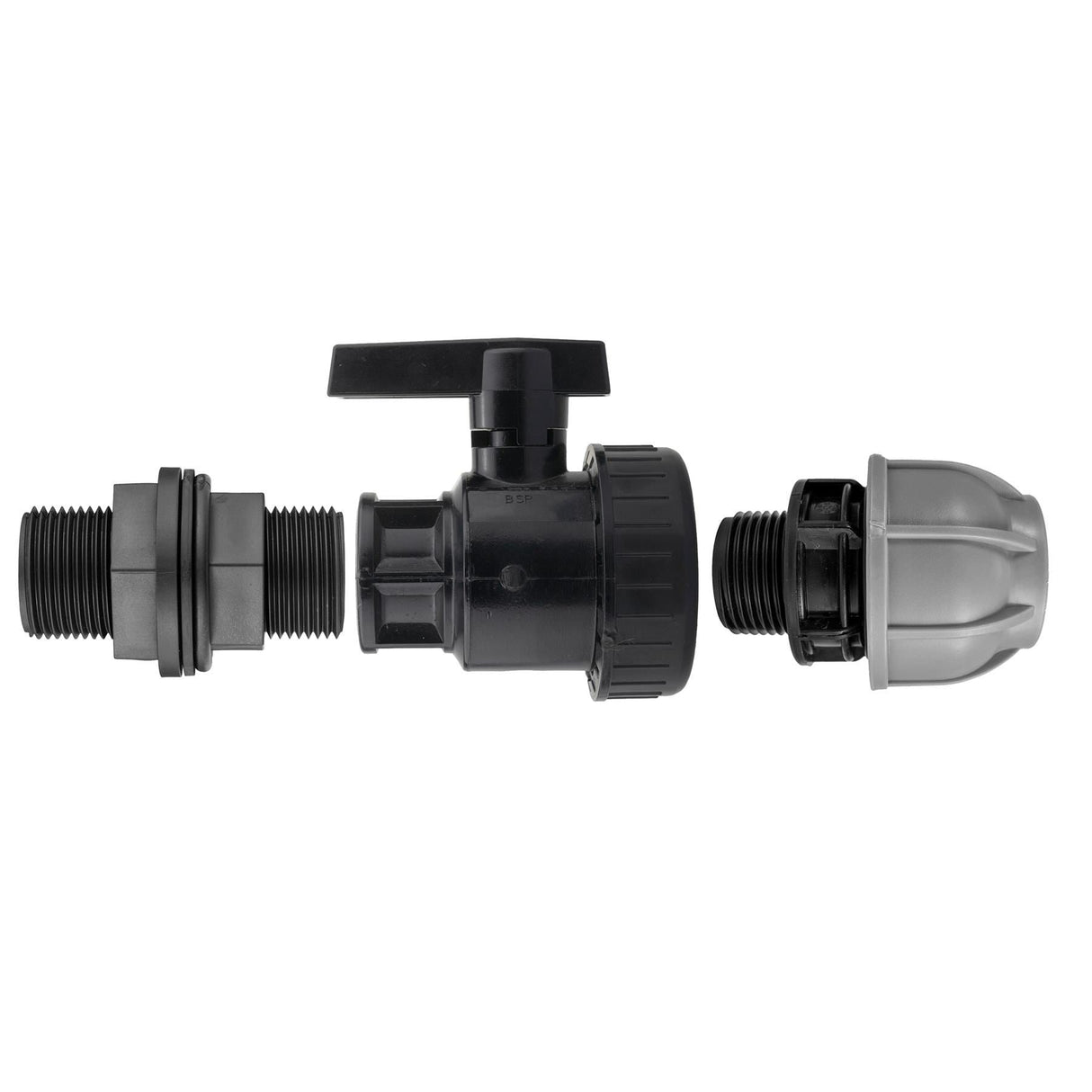 ¾” BSP Water Butt Fitting with Full Flow PP Valve and 25mm MDPE Fitting - Armstrong Cheshire