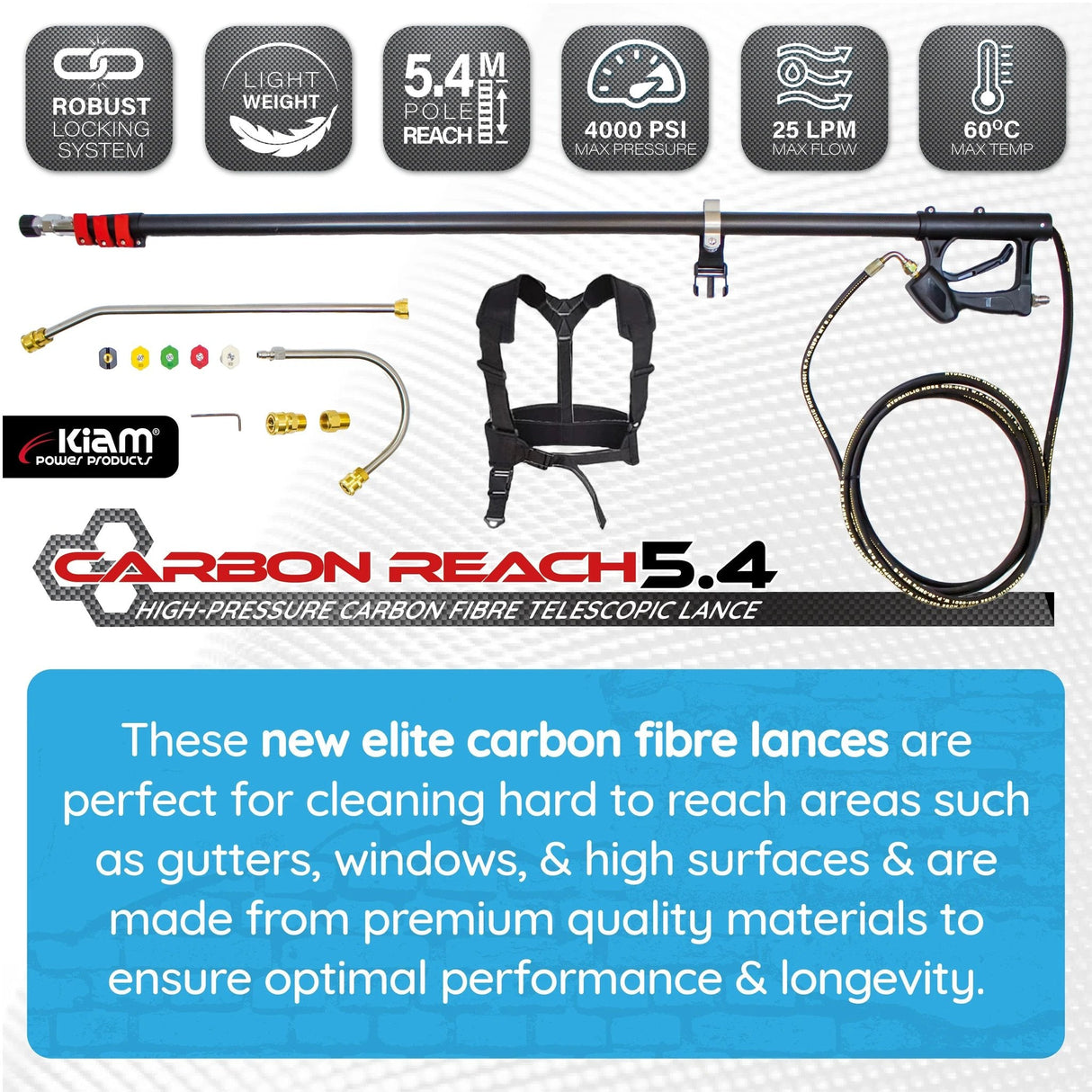 Carbon Reach 5.4 Metre Telescopic Carbon Fibre Lance - Armstrong Cheshire