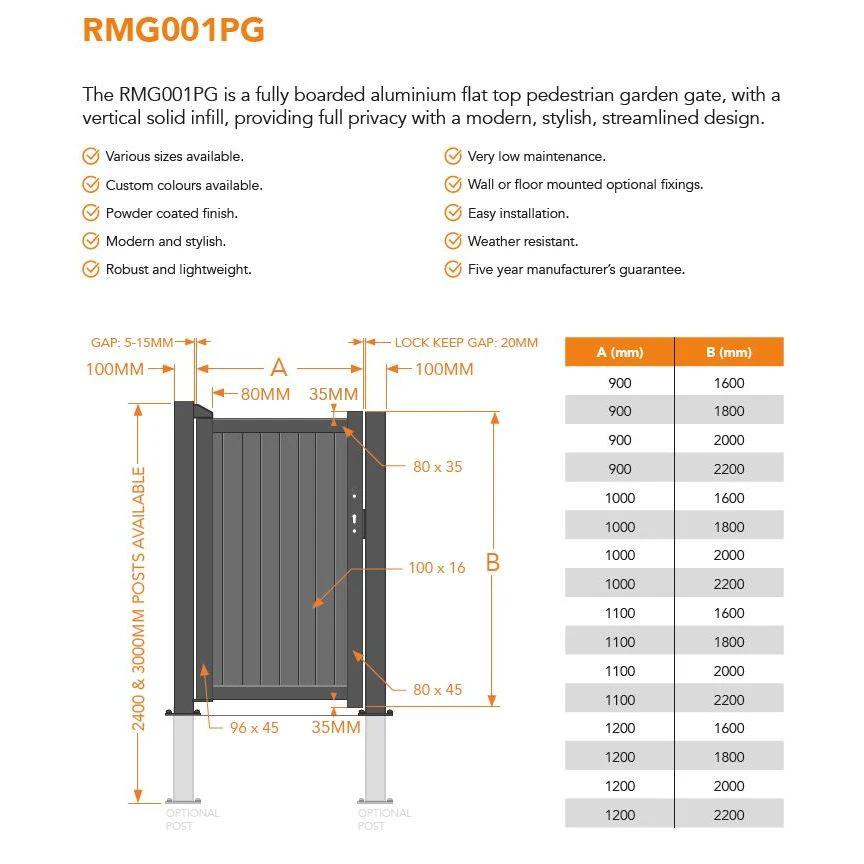 Flat Top Metal Side Gate with Vertical Infill - Armstrong Cheshire