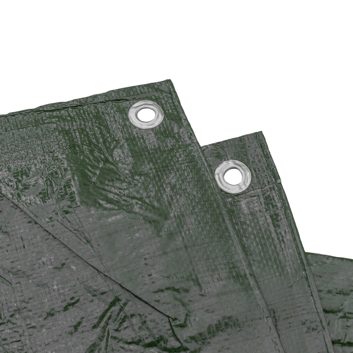 Green M-Grade Tarpaulin with 10m of 6mm Bungee Rope and 10 x Slide Type Tarp Clips