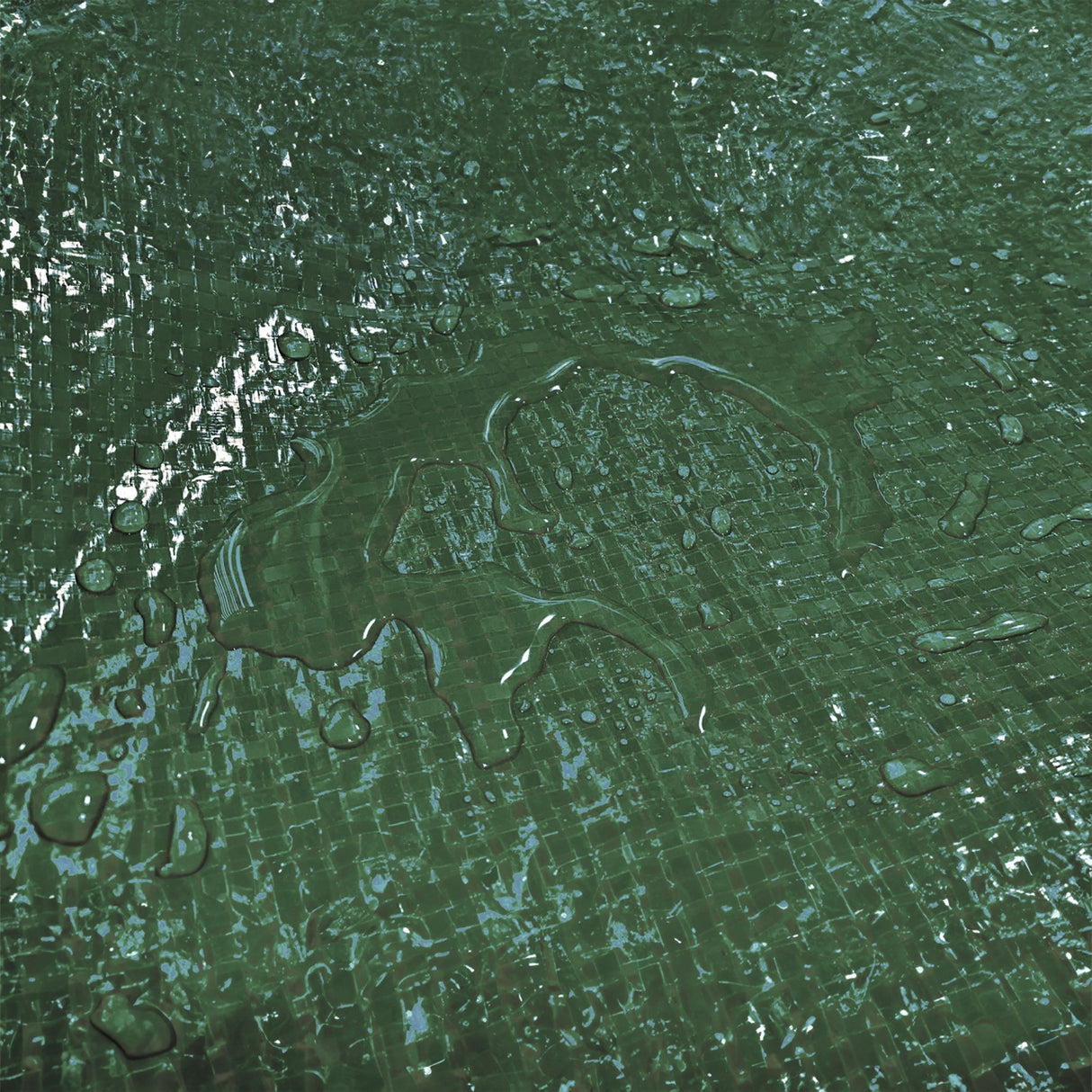 Green M-Grade Tarpaulin with 10m of 6mm Bungee Rope and 10 x Slide Type Tarp Clips