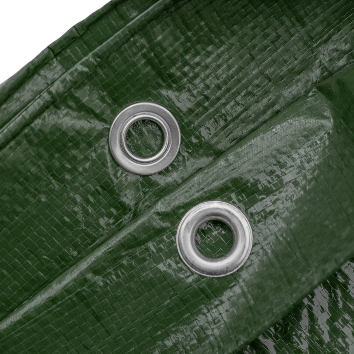 Green M-Grade Tarpaulin with 10m of 6mm Bungee Rope and 10 x Slide Type Tarp Clips