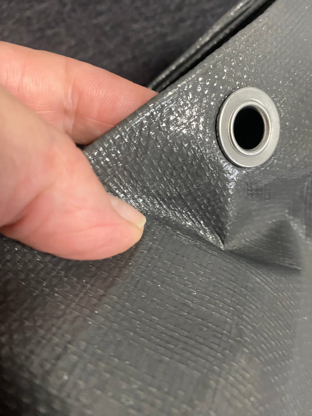 Grey L-Grade Tarpaulin with 10m of 6mm Bungee Rope and 10 x Screw Type Tarp Clips