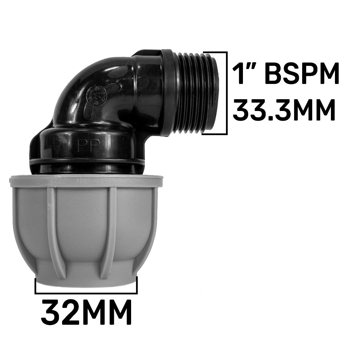 IBC 2” S60X6 Cap with Lever Valve and 32mm MDPE Elbow - Armstrong Cheshire