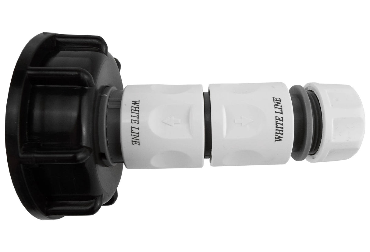 IBC 2” S60X6 Cap with Threaded Hose Fitting, Double Male and Hose Connector WL - Armstrong Cheshire