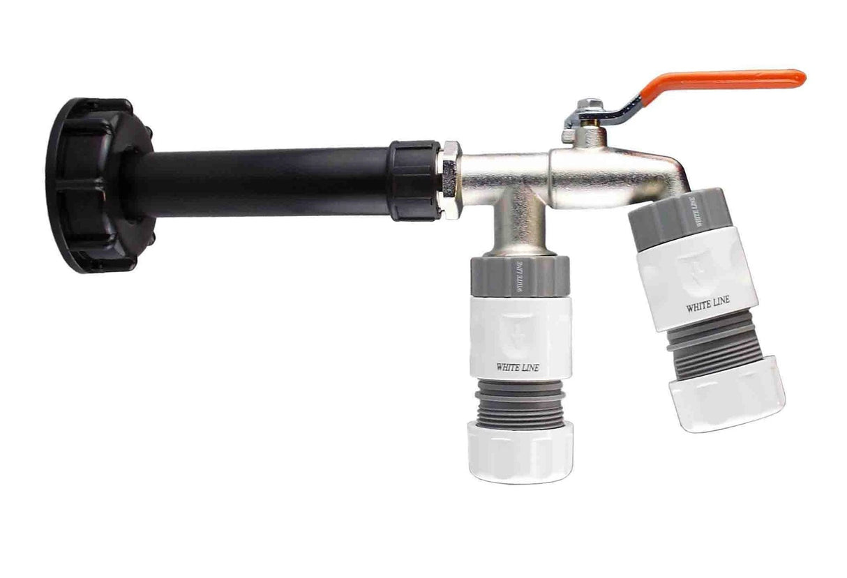 IBC 2” S60X6 Cap with Water Filter, Double Lever Tap and Max Flo Hose Connectors Set - Armstrong Cheshire