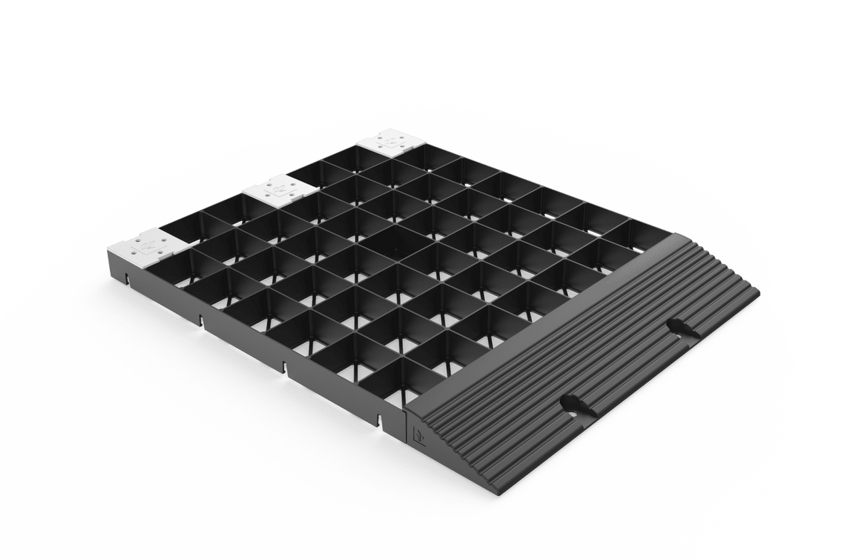 IBRAN V Grid Ramp Edging For Shed Bases And Gravel Or Grass Grids Edge Protection Bolted To Ground - Armstrong Cheshire
