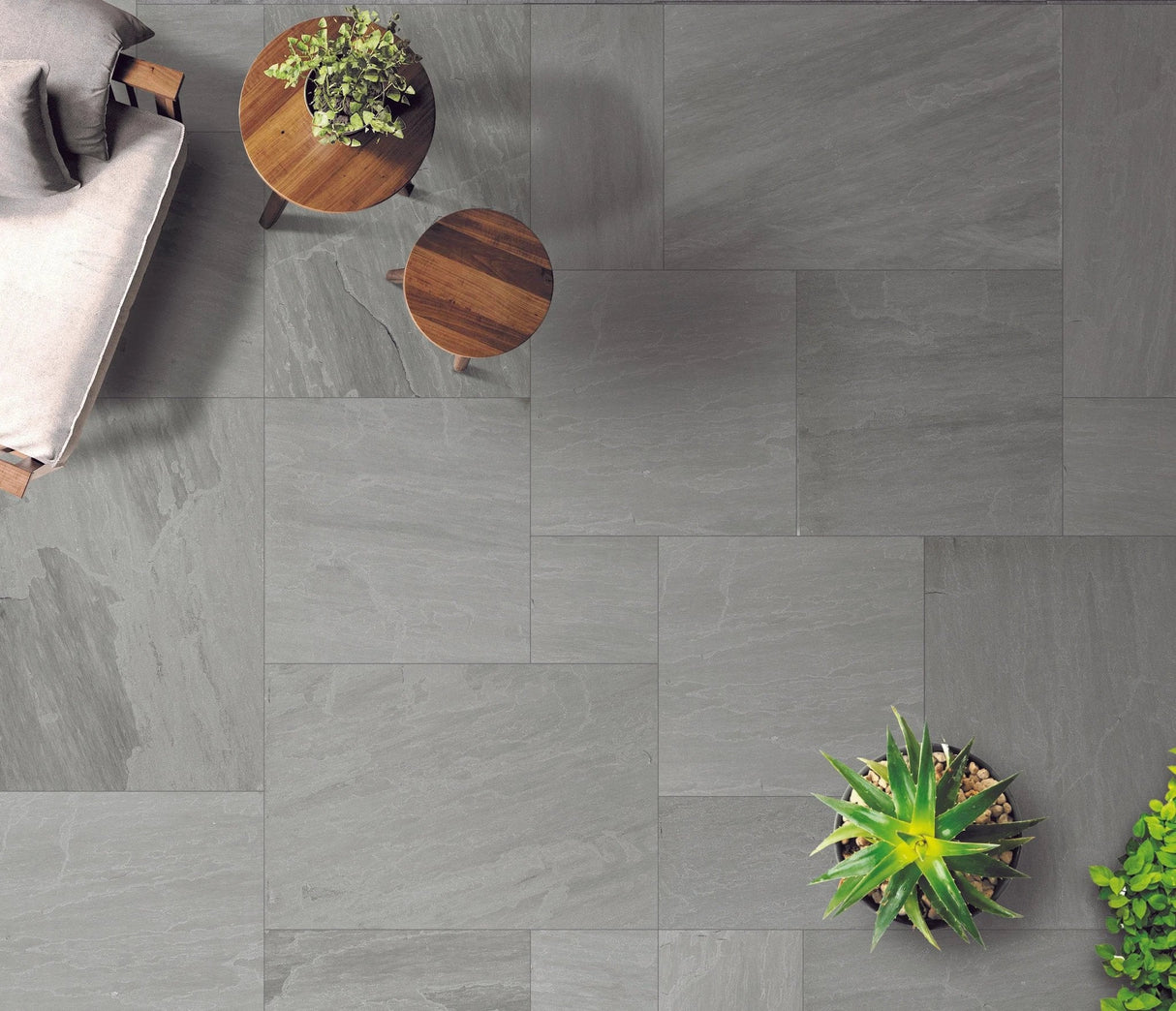 Luzia Porcelain Paving Sandstone Grey Outdoor Tiles - Armstrong Cheshire