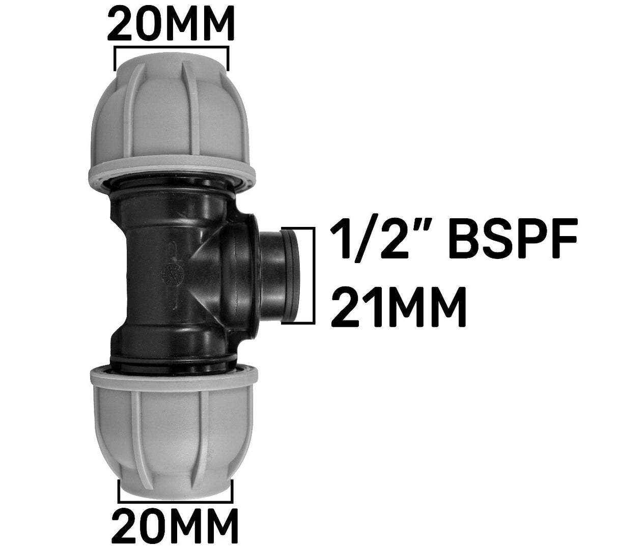 MDPE Tee 20mm and Nylon Garden Tap with Barb Outlet - Armstrong Cheshire