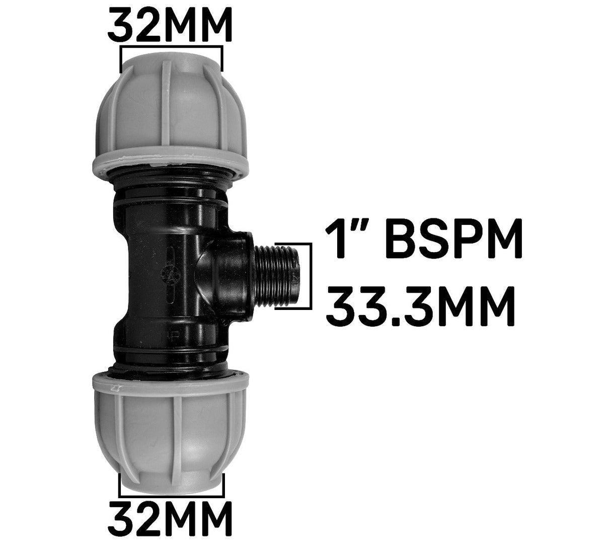 IBC 2” S60X6 Cap with Large Plastic Valve and MDPE Tee 32mm