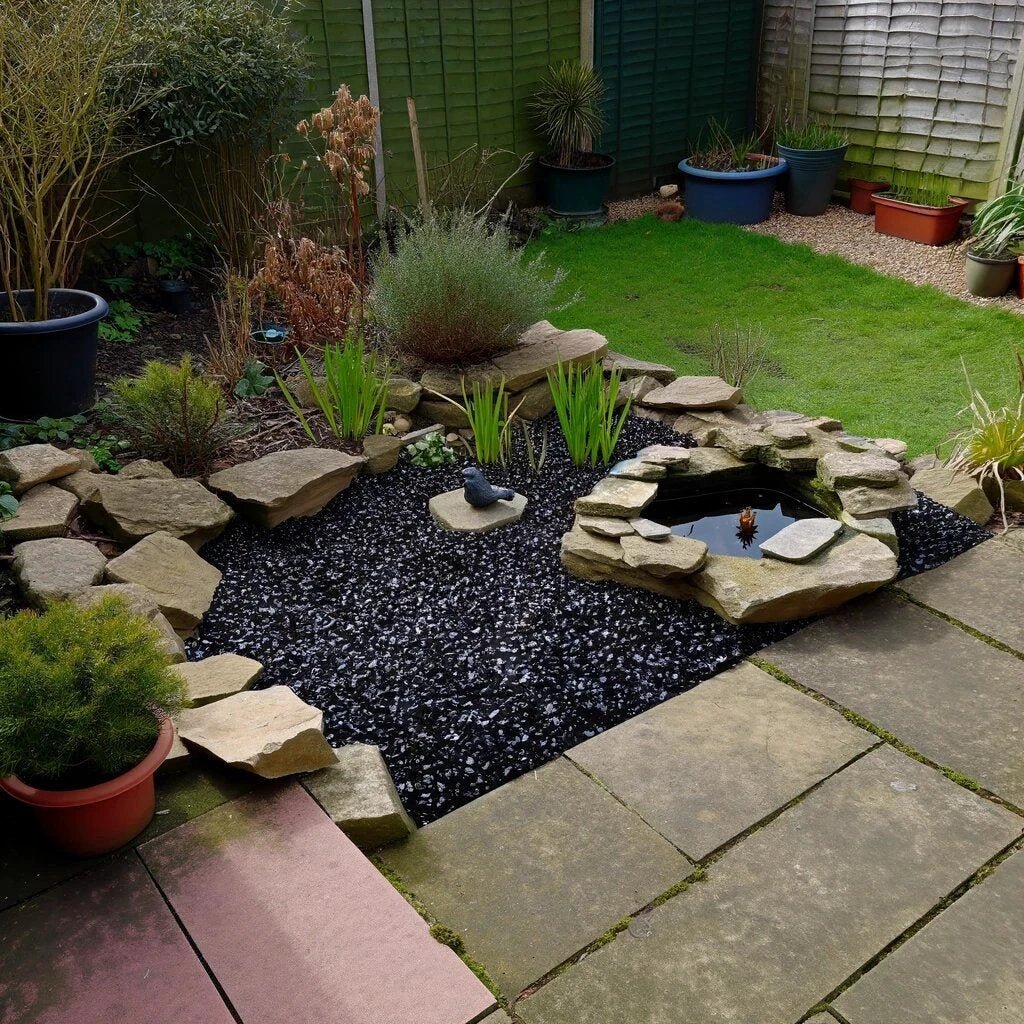 Midnight Black Tumbled Glass Chippings 10-20mm - Armstrong Cheshire