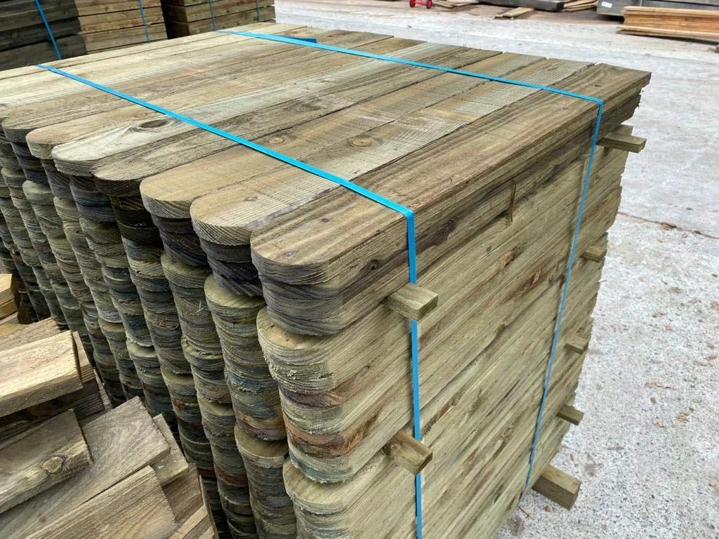 Picket Fencing Slats / Pales Round Top Green Treated Pack 10 - Armstrong Cheshire