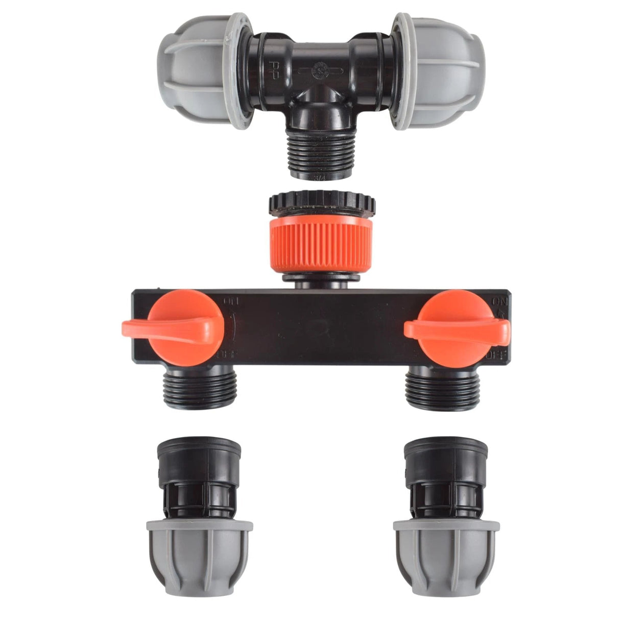 Tap Splitter with Valves and 25mm MDPE Tee/Straight Fittings Kit - Armstrong Cheshire