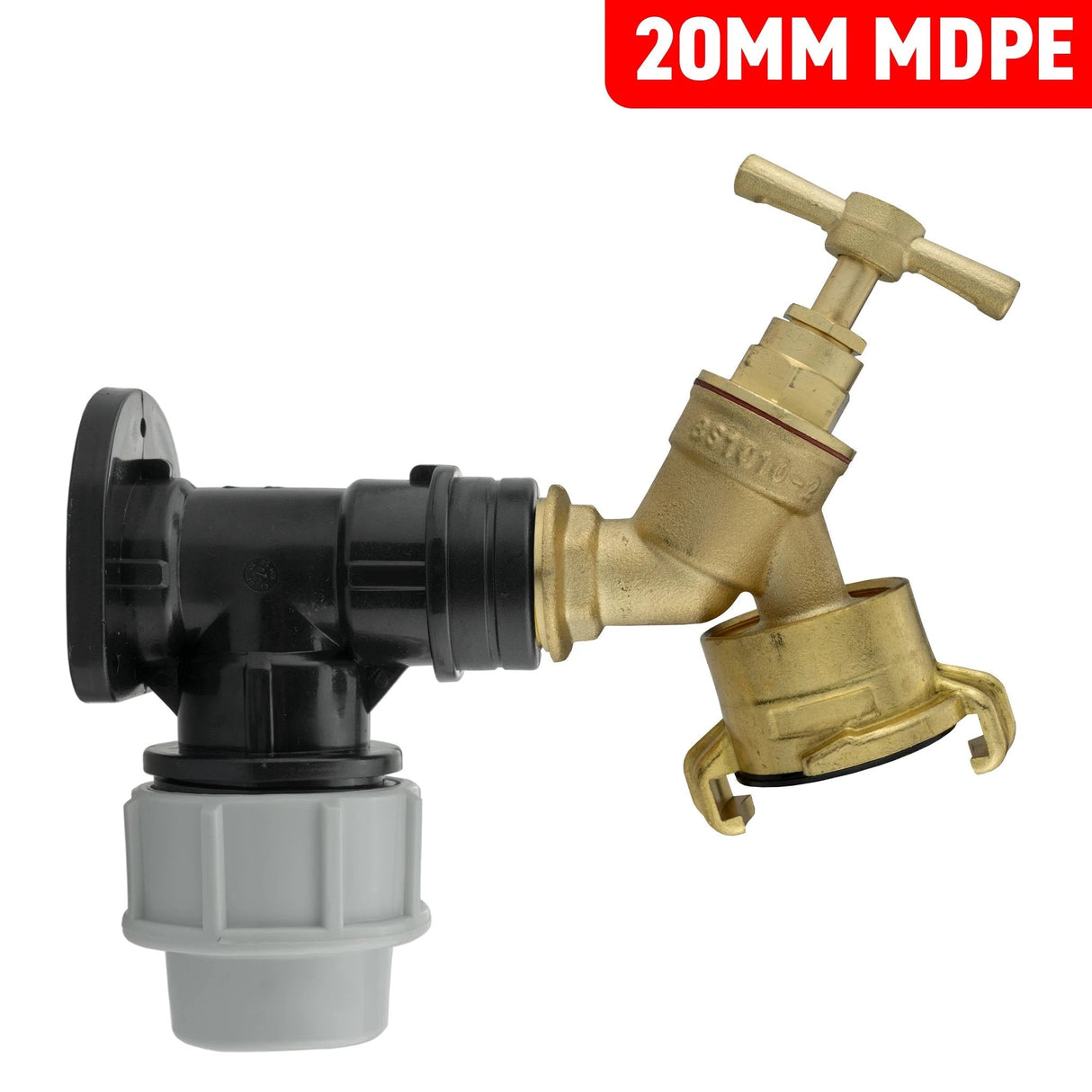 Wall Flange Kit 20mm MDPE + Bib Tap Geka Outlet - Armstrong Cheshire