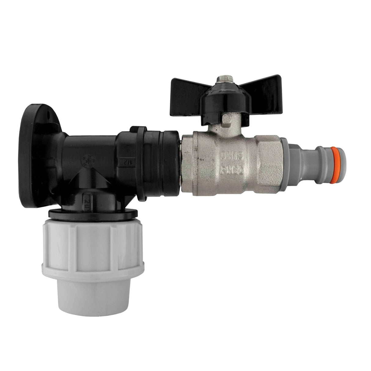 Wall Flange Kit 20mm MDPE - Bib Valve with Snap On Male - Armstrong Cheshire