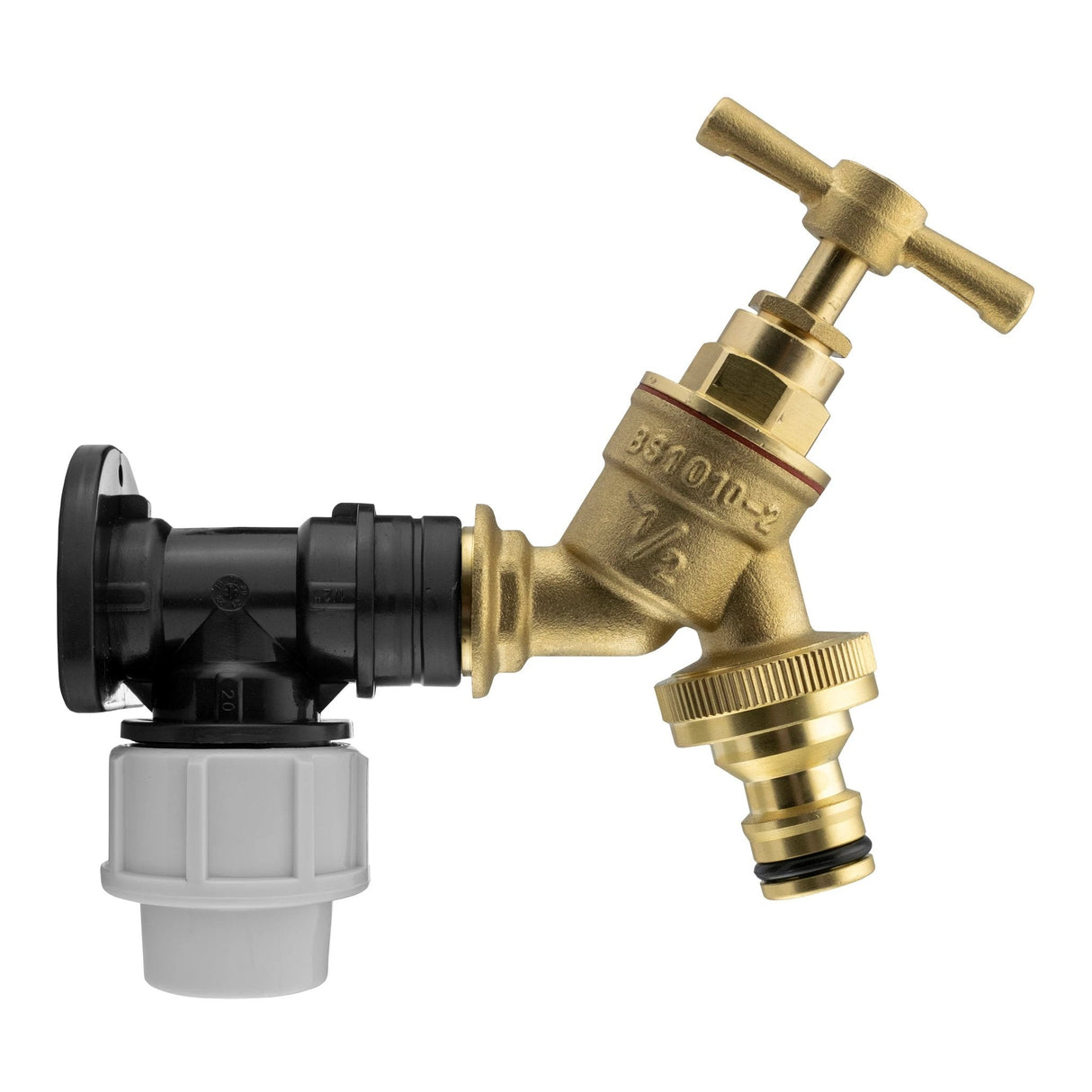 Wall Flange Kit 20mm MDPE - Brass Garden Tap 1/2" Snap On - Armstrong Cheshire