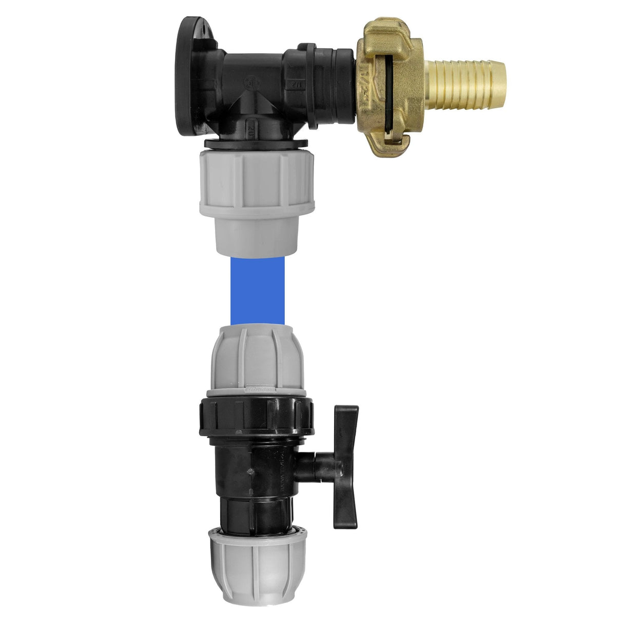 Wall Flange Kit 20mm MDPE - Geka & In Line Valve + 3/4" Barb - Armstrong Cheshire