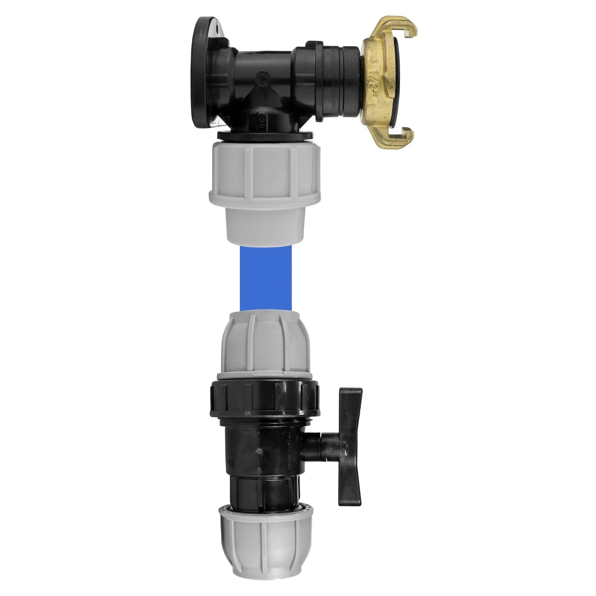 Wall Flange Kit 20mm MDPE - Geka & In Line Valve - Armstrong Cheshire