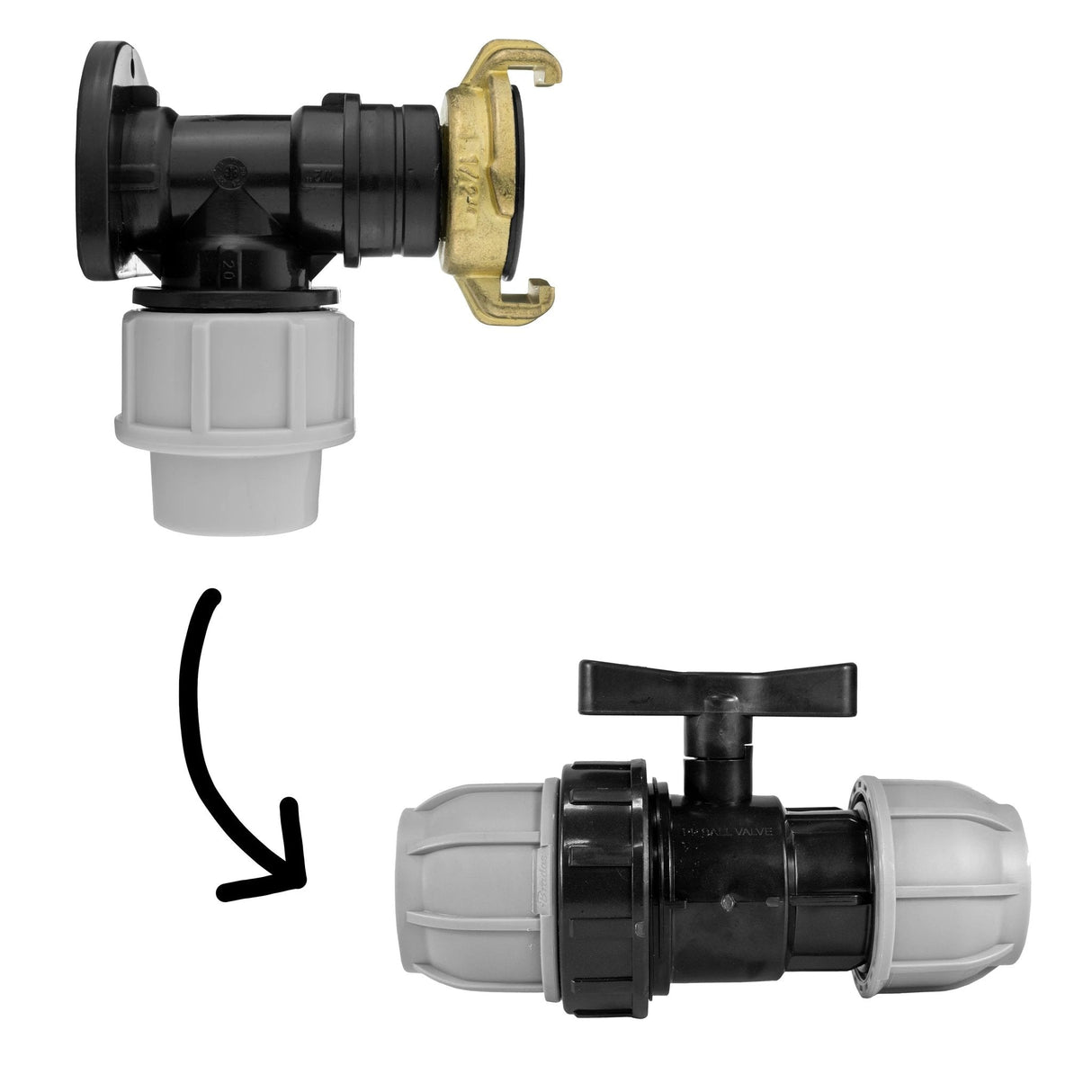 Wall Flange Kit 20mm MDPE - Geka & In Line Valve - Armstrong Cheshire