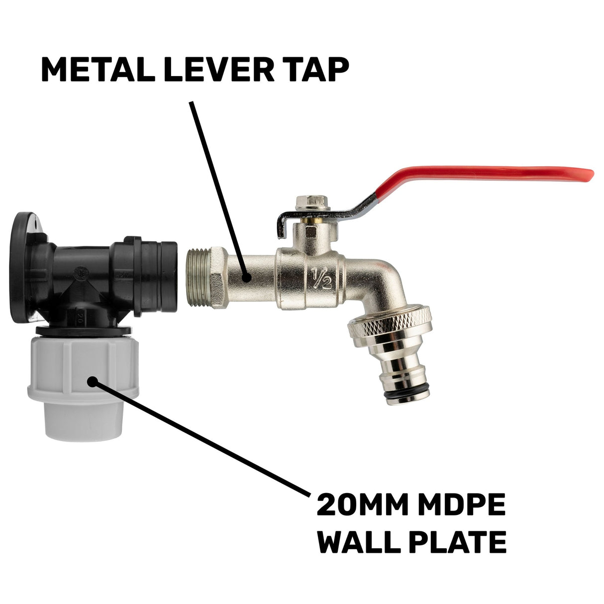 Wall Flange Kit 20mm MDPE - Lever Tap & Snap On - Armstrong Cheshire