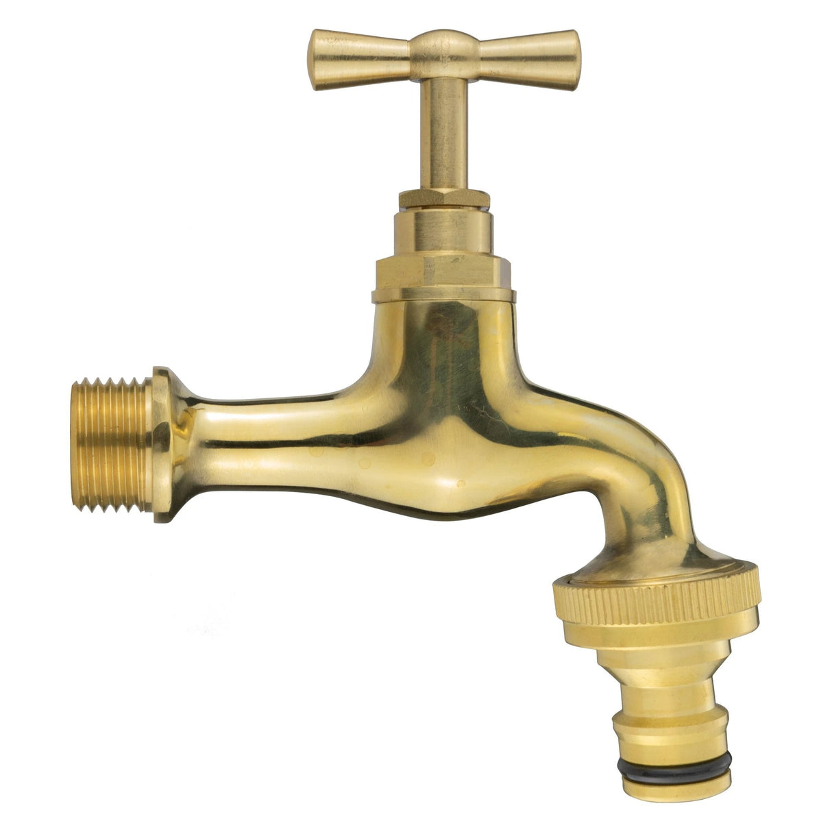 Wall Flange Kit 20mm MDPE - Polished Brass Bib Tap with Snap On - Armstrong Cheshire
