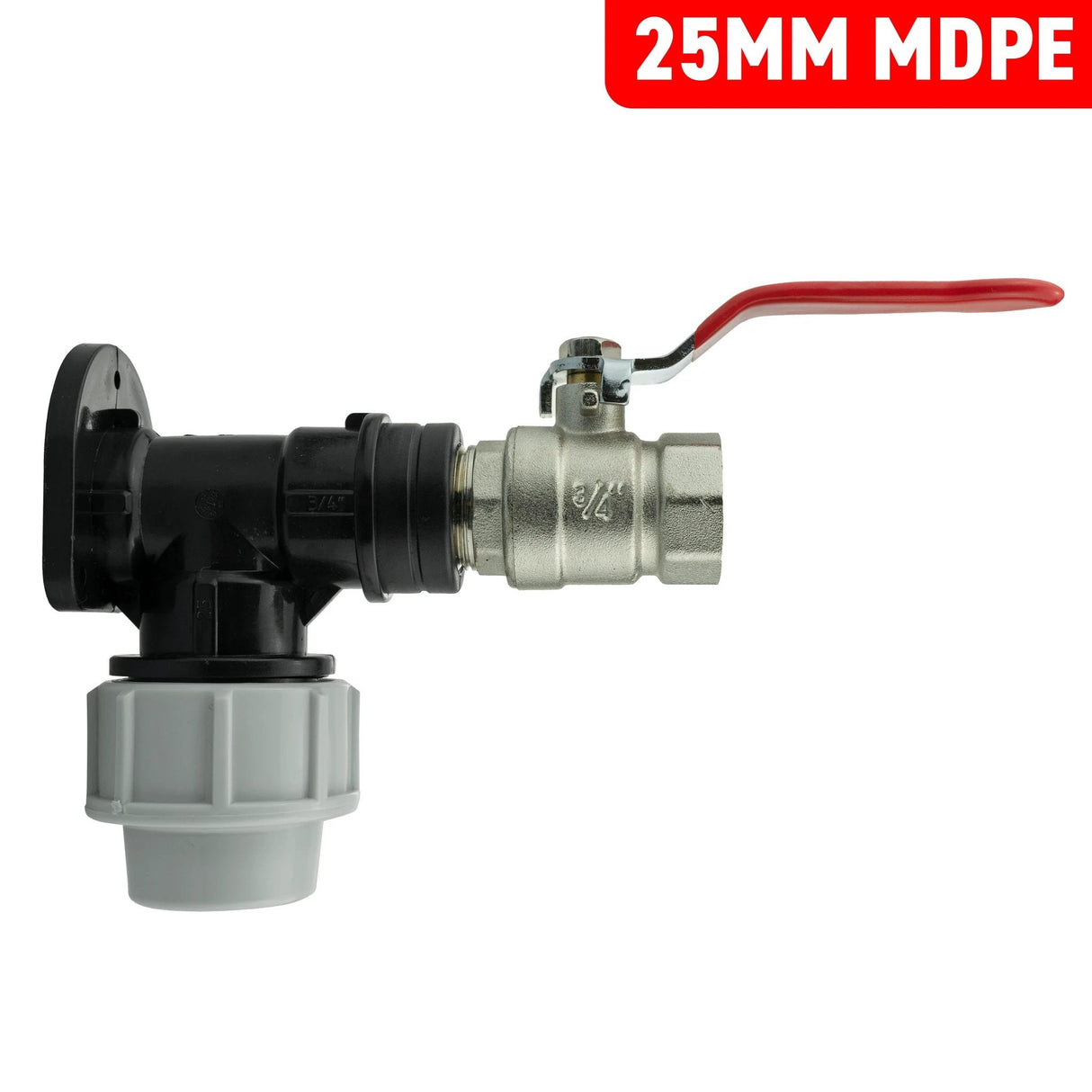 Wall Flange Kit 25mm MDPE + Lever Valve ¾” BSP - Armstrong Cheshire