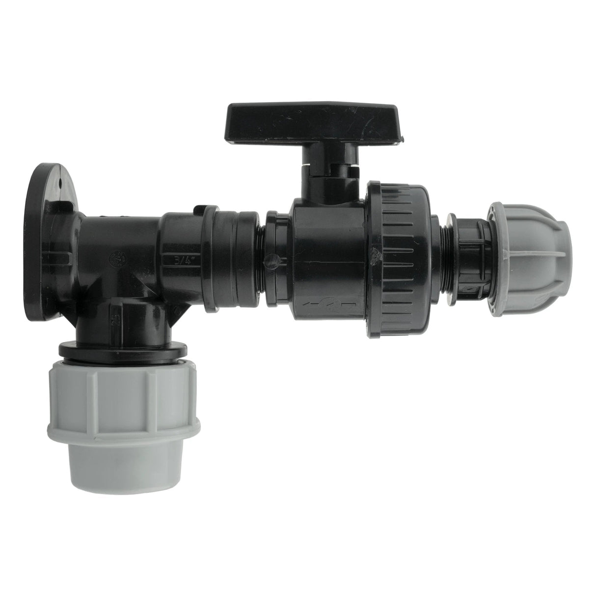 Wall Flange Kit 32mm MDPE + Large Plastic Valve & 20mm MDPE Straight - Armstrong Cheshire