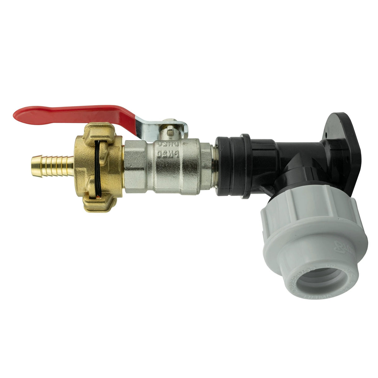 Wall Flange Kit 32mm MDPE + Lever Valve + 13mm Barbed Geka Set - Armstrong Cheshire