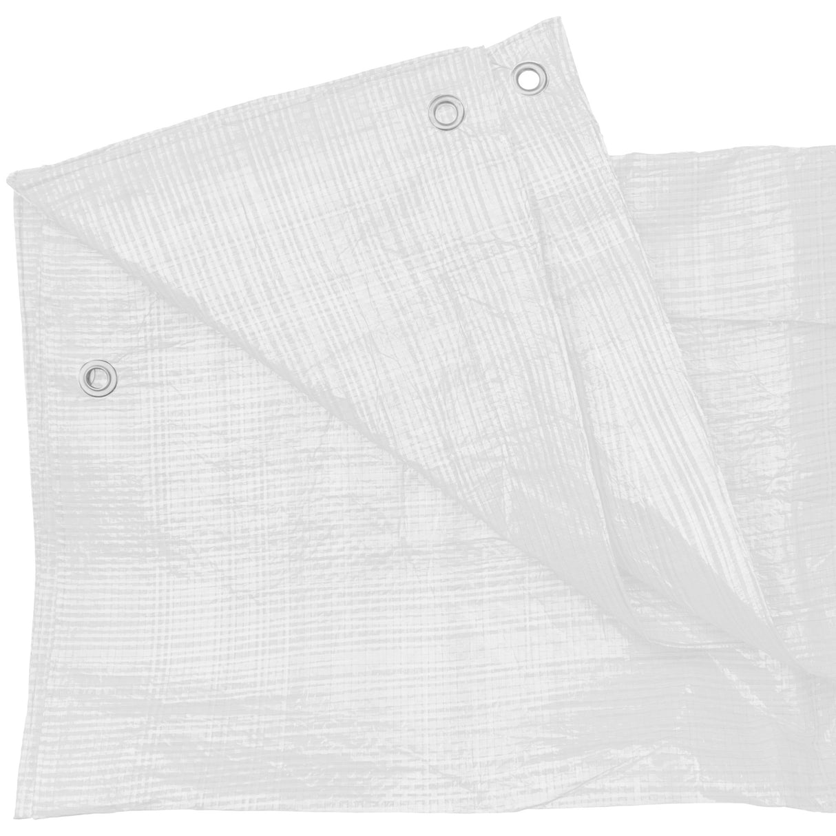 White M-Grade Tarpaulin with 10m of 6mm Bungee Rope and 10 x Slide Type Tarp Clips
