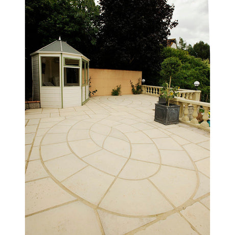 Piccolo Oval Paving Patio Kit 2.64m2 Limestone-Armstrong Supplies