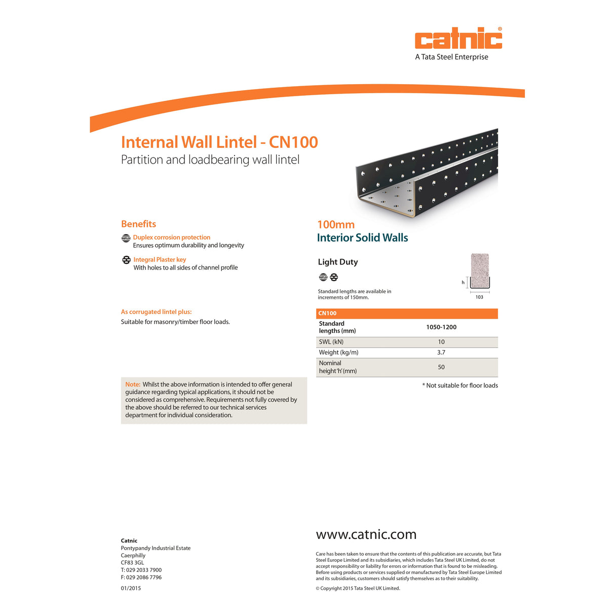 Catnic Internal Wall Lintel CN100