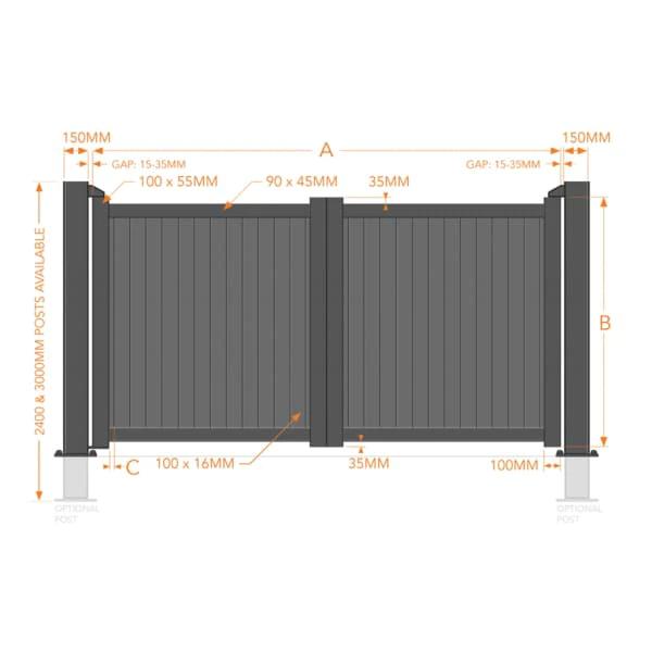 Flat Top Metal Double Driveway Gate with Vertical Infill - Armstrong Cheshire