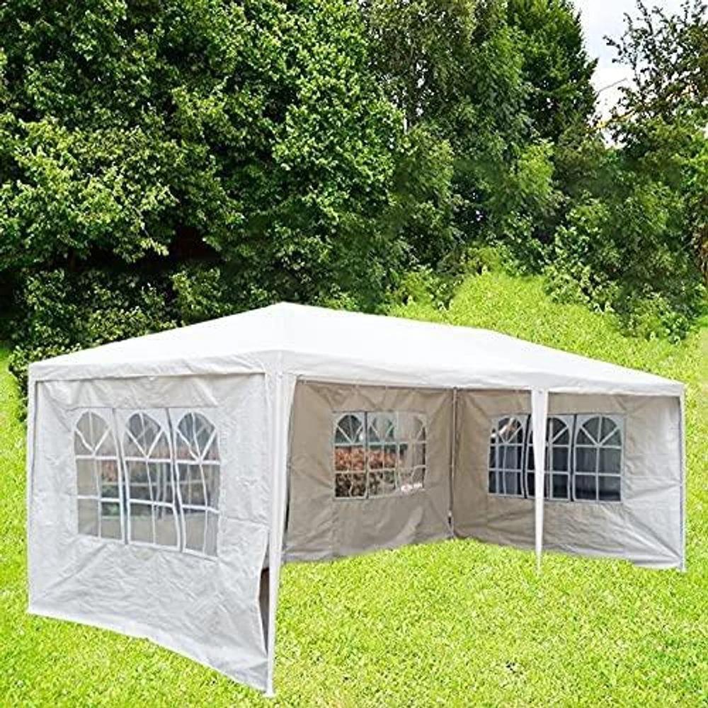 Gazebo set 6x3M Marquee with SidePanels HeavyDuty FullyWaterproof Popup Gazebo with 4Premium Side Walls White - Armstrong Cheshire