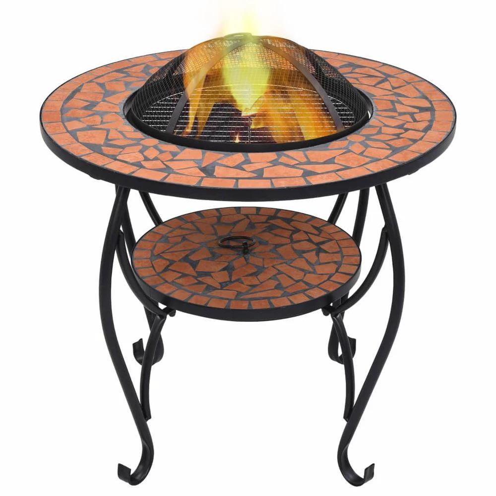 Mosaic Fire Pit Table 26.8" Ceramic Fireplace Heater Multi Designs - Armstrong Cheshire