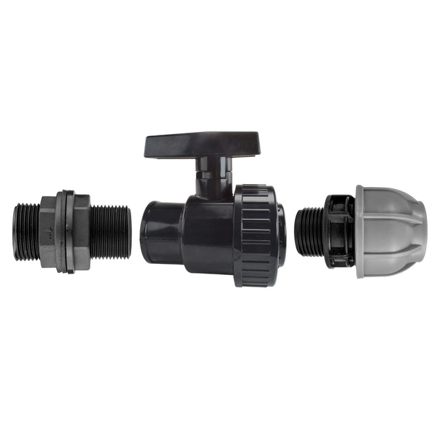 1” BSP Water Butt Fitting with Full Flow PP Valve and 25mm MDPE Fitting - Armstrong Cheshire