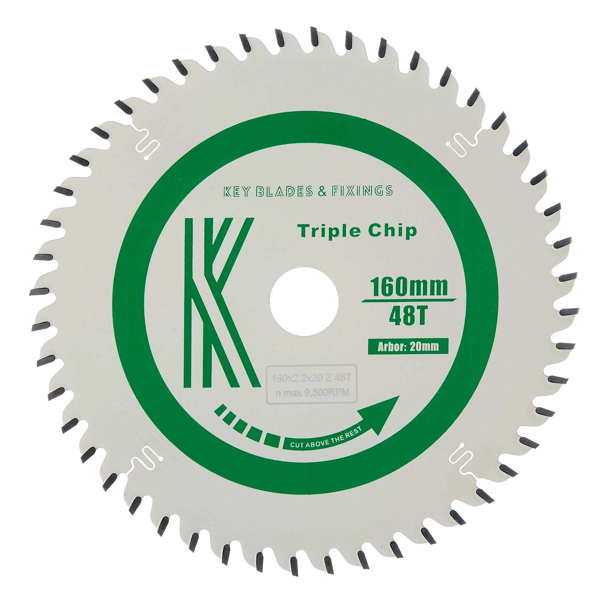 160mm x 20mm x 2.2mm 48 Tooth TCG Track Saw (Solid Surface) Circular Saw Blade - 2206 - Armstrong Cheshire