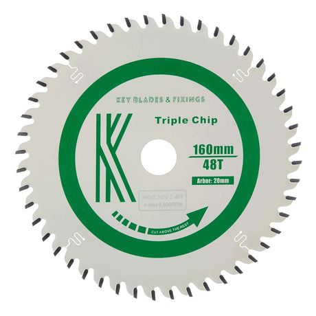 160mm x 20mm x 2.2mm 48 Tooth TCG Track Saw (Solid Surface) Circular Saw Blade - 2206 - Armstrong Cheshire