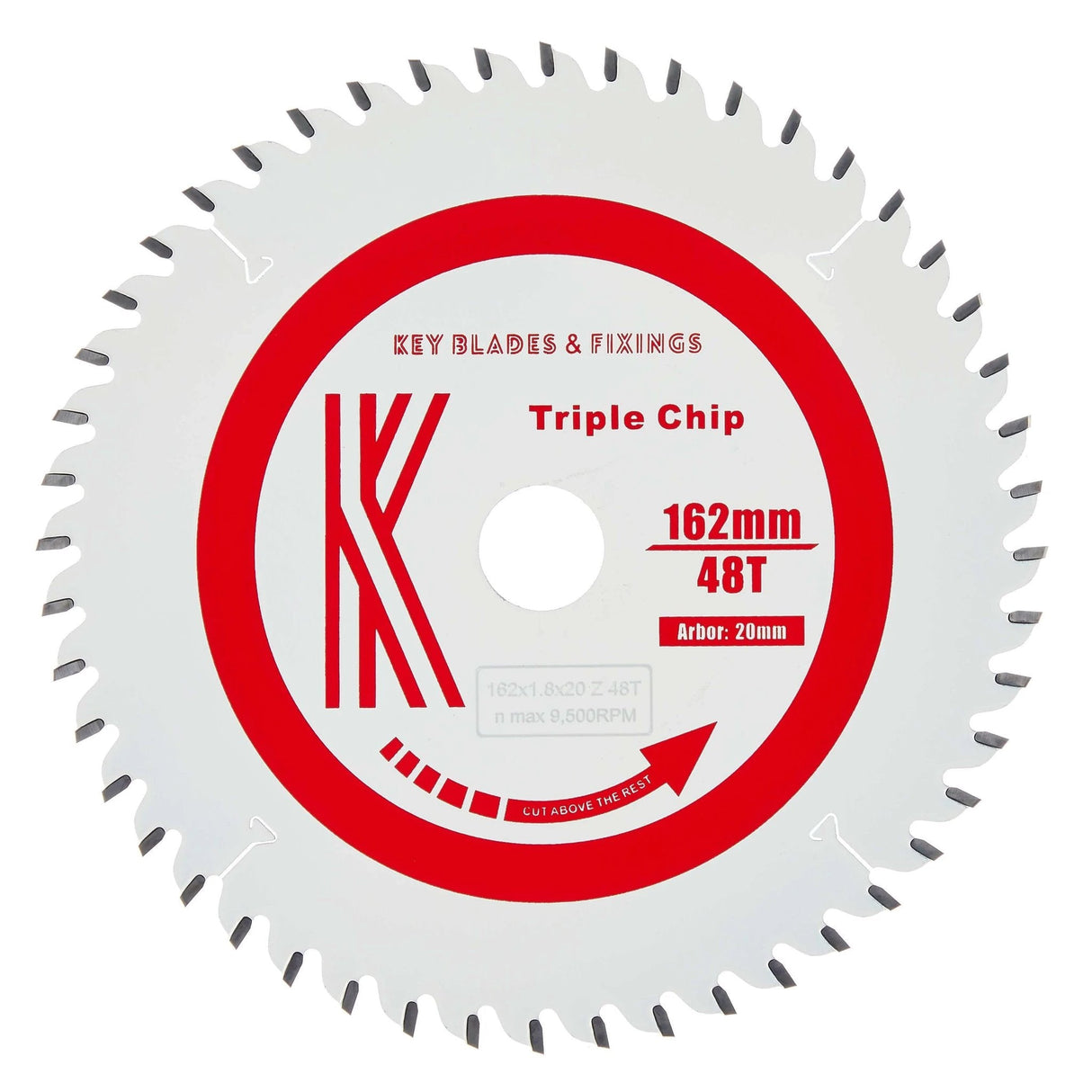 162mm x 20mm x 1.8mm 48 Tooth TCG Track Circular Saw Blade (Solid Surface) - 3205 - Armstrong Cheshire